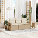 vidaXL 3-Piece Lounge Set with Cushions Poly Rattan Black