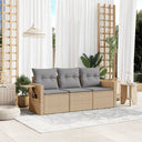 vidaXL 3-Piece Lounge Set with Cushions Poly Rattan Black
