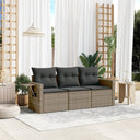 vidaXL 3-Piece Lounge Set with Cushions Poly Rattan Black