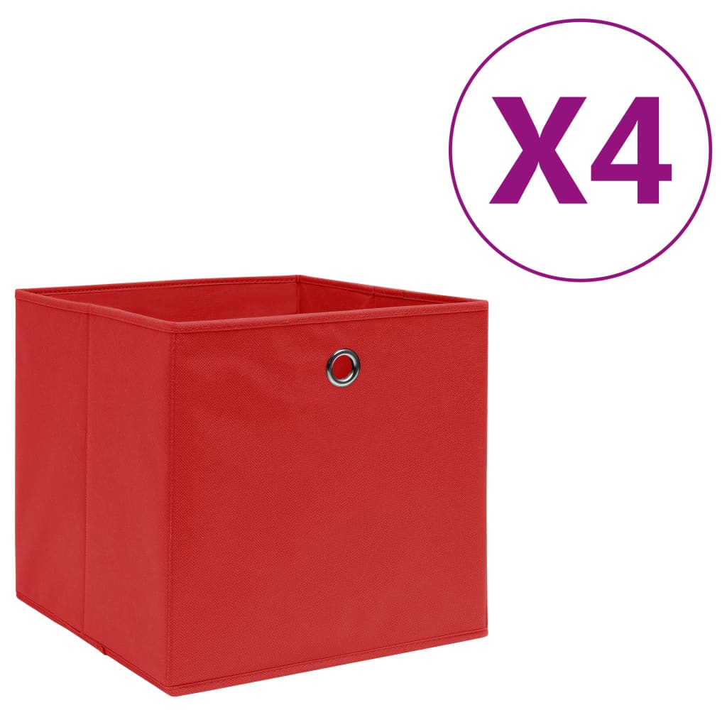 vidaXL Opbergboxen 4 st 28x28x28 cm nonwoven stof zwart