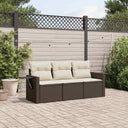 vidaXL 3-Piece Lounge Set with Cushions Poly Rattan Black