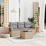 vidaXL 3-delige Loungeset met kussens poly rattan zwart