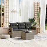 vidaXL 3-delige Loungeset met kussens poly rattan zwart