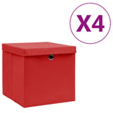 vidaXL Opbergboxen 4 st 28x28x28 cm nonwoven stof zwart