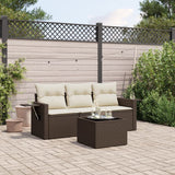 vidaXL 3-delige Loungeset met kussens poly rattan zwart