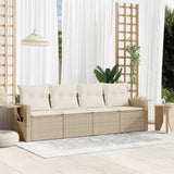 vidaXL 4-Piece Poly Rattan Lounge Set with Cushions Black