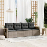 vidaXL 4-Piece Poly Rattan Lounge Set with Cushions Black