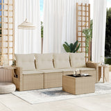 vidaXL 4-Piece Poly Rattan Lounge Set with Cushions Black