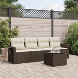 vidaXL 4-Piece Poly Rattan Lounge Set with Cushions Black