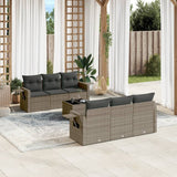 vidaXL 7-Piece Lounge Set with Cushions Poly Rattan Black