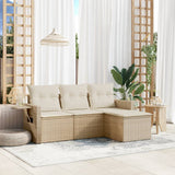 vidaXL 4-Piece Poly Rattan Lounge Set with Cushions Black