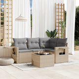 vidaXL 4-Piece Poly Rattan Lounge Set with Cushions Black