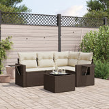 vidaXL 4-Piece Poly Rattan Lounge Set with Cushions Black