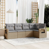 vidaXL 5-piece Lounge Set with Cushions Poly Rattan Black