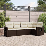 vidaXL 5-piece Lounge Set with Cushions Poly Rattan Black