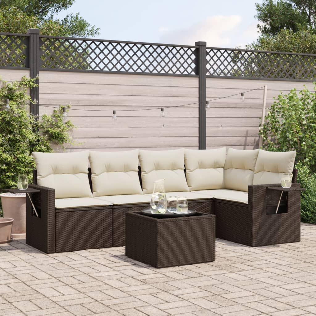 vidaXL 5-piece Lounge Set with Cushions Poly Rattan Black