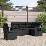 vidaXL 5-piece Lounge Set with Cushions Poly Rattan Black