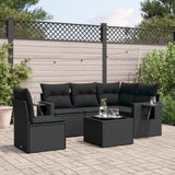 vidaXL 5-piece Lounge Set with Cushions Poly Rattan Black