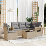 vidaXL 5-piece Lounge Set with Cushions Poly Rattan Black