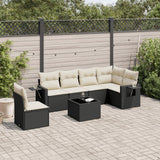 vidaXL 6-delige Loungeset met kussens poly rattan zwart