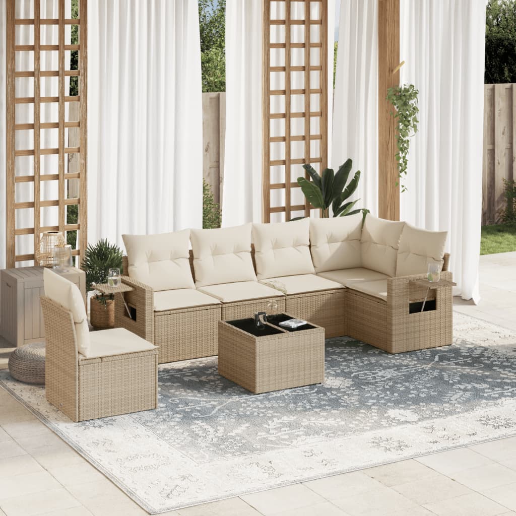 vidaXL 6-delige Loungeset met kussens poly rattan zwart