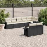 vidaXL 8-delige Loungeset met kussens poly rattan zwart
