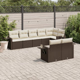 vidaXL 8-delige Loungeset met kussens poly rattan zwart