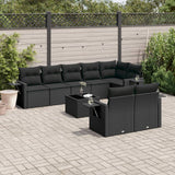 vidaXL 8-delige Loungeset met kussens poly rattan zwart