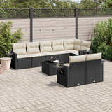 vidaXL 8-delige Loungeset met kussens poly rattan zwart