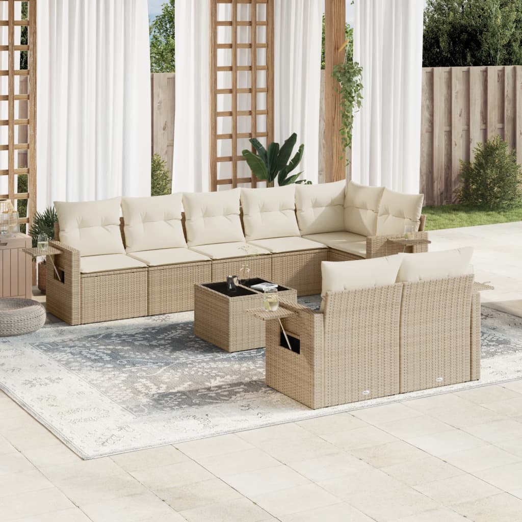 vidaXL 8-delige Loungeset met kussens poly rattan zwart