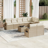vidaXL 8-delige Loungeset met kussens poly rattan zwart