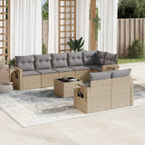 vidaXL 8-delige Loungeset met kussens poly rattan zwart