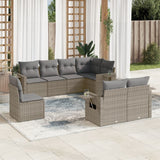 vidaXL 8-delige Loungeset met kussens poly rattan zwart