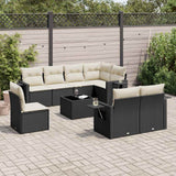 vidaXL 8-delige Loungeset met kussens poly rattan zwart