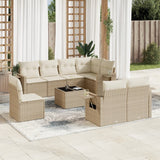 vidaXL 8-delige Loungeset met kussens poly rattan zwart