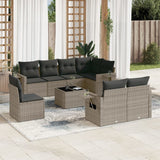 vidaXL 8-delige Loungeset met kussens poly rattan zwart