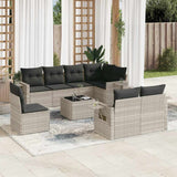 vidaXL 8-delige Loungeset met kussens poly rattan zwart