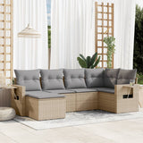 vidaXL 6-delige Loungeset met kussens poly rattan zwart