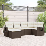vidaXL 6-delige Loungeset met kussens poly rattan zwart