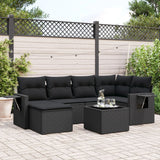 vidaXL 6-delige Loungeset met kussens poly rattan zwart