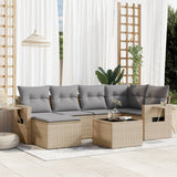 vidaXL 6-delige Loungeset met kussens poly rattan zwart