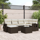 vidaXL 6-delige Loungeset met kussens poly rattan zwart