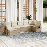 vidaXL 7-delige Loungeset met kussens poly rattan zwart