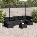 vidaXL 7-delige Loungeset met kussens poly rattan zwart