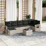 vidaXL 7-delige Loungeset met kussens poly rattan zwart