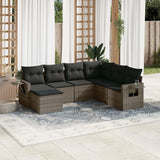 vidaXL 7-delige Loungeset met kussens poly rattan zwart