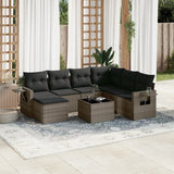 vidaXL 7-delige Loungeset met kussens poly rattan zwart