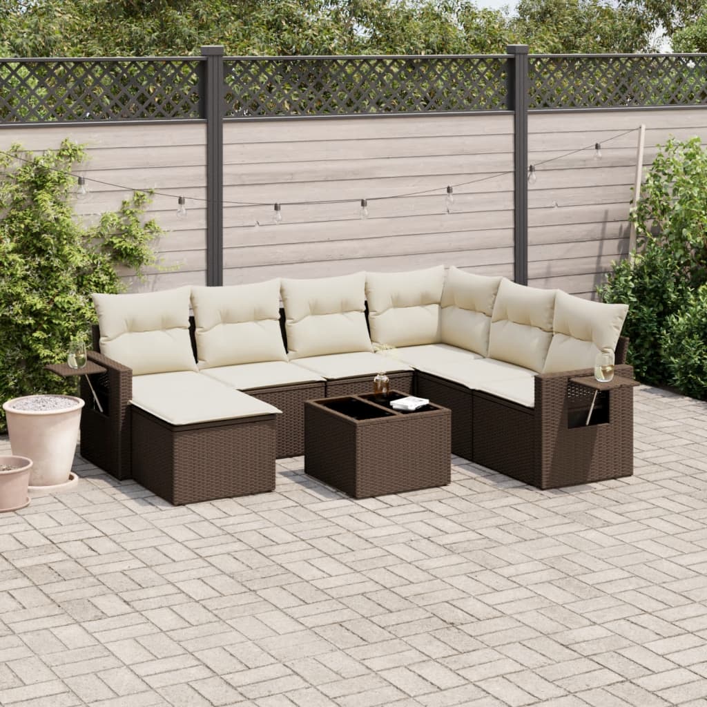 vidaXL 7-delige Loungeset met kussens poly rattan zwart
