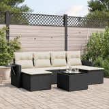 vidaXL 6-delige Loungeset met kussens poly rattan zwart