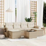 vidaXL 6-delige Loungeset met kussens poly rattan zwart